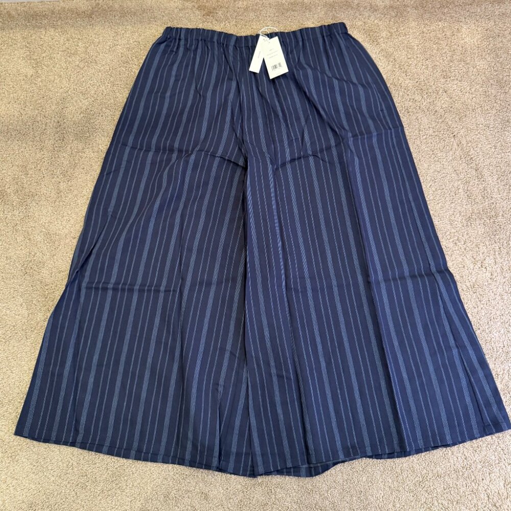 NWT Vince Variegated Stripe Culottes Coastal Blue Plus Size 1X Wide Leg